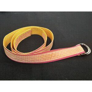 Eliza B Ribbon Canvas D Ring Belt Orange Pink Gingham Check Large
